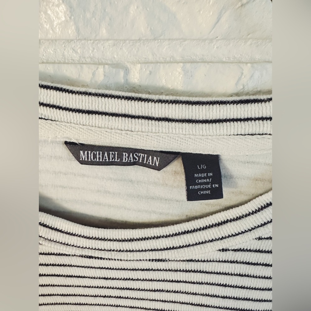 Michael Bastian Striped Top with Front Pocket - Picture 5 of 5